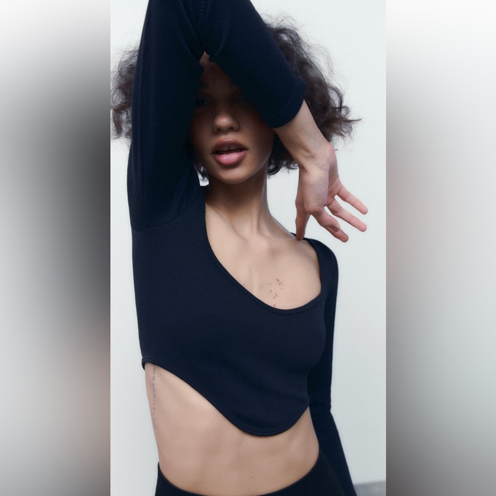 ZARA LONG SLEEVE CROP TOP